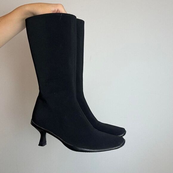 Stuart WeitzmanVintage 90s Y2K Square Toe and Kitten Heel Boots Made in Spain - Picture 1 of 7